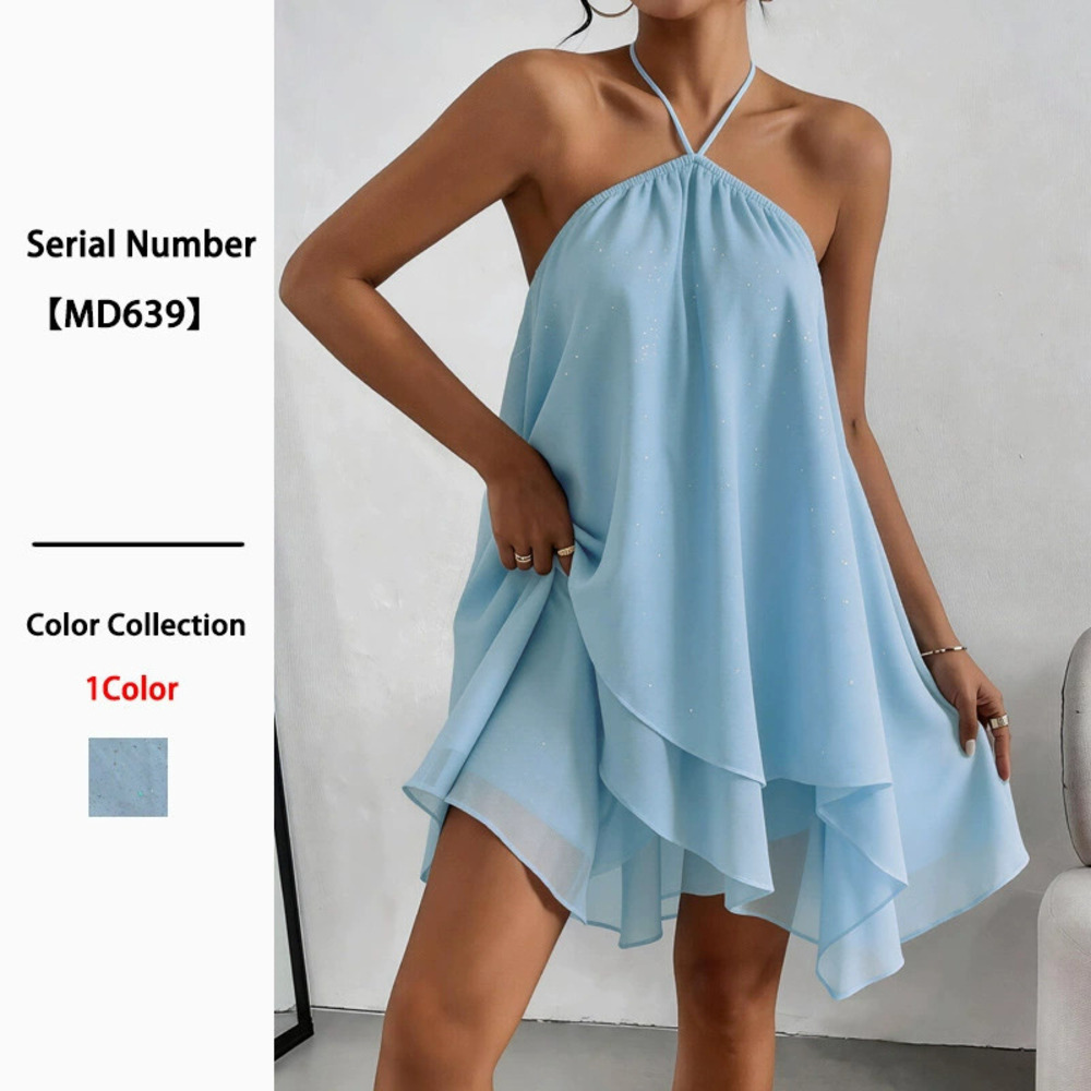 Sequin Strappy Summer Backless Asymmetrical Mini Party Dress